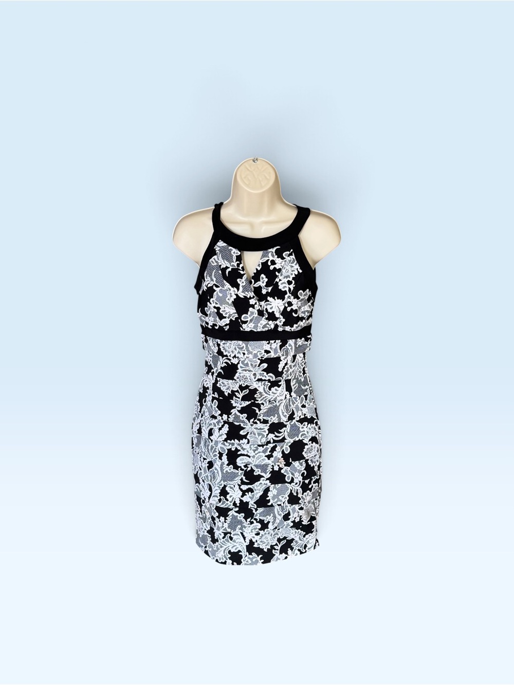 White House Black Market Black & White Lace Sheath Dress
